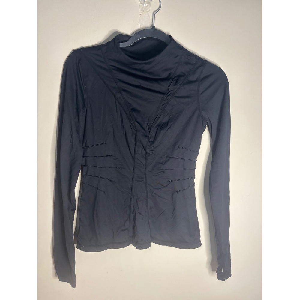 Lululemon Black Mock Neck Thumbhole Long Sleeve Athletic Top Women 6